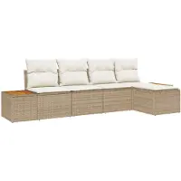 vidaXL Tuinbank Set 6 st 5-Aantal zitplaatsen Beige en Crème