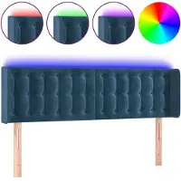 vidaXL Hoofdbord LED 147x16x78/88 cm fluweel donkerblauw
