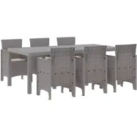 vidaXL Tuinset, 7-delig, lichtgrijs, polypropyleen