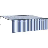 vidaXL Uitschuifbare luifel Blauw en Wit 400 × 300 cm