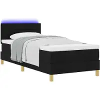 vidaXL LED Box Spring Bed met hoofdeinde Zwart 100 x 200 cm Stof