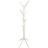 Home Deco Factory Kapstok - wit - hout - 8 haken - 178 cm - staand