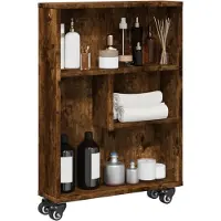 vidaXL Opbergtrolley smal 48x13x68 cm bewerkt hout gerookt eikenkleur