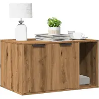 vidaXL Kattenbakkast 80x50x45 cm bewerkt hout artisanaal eikenkleurig