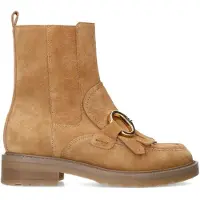 Manfield Cognac leren enkellaarsjes | Maat 42