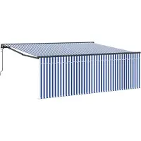 vidaXL Uitschuifbare luifel Blauw en Wit 400 × 300 cm
