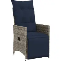 vidaXL Tuinstoel verstelbaar met kussens poly rattan grijs