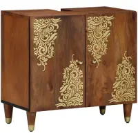vidaXL Wastafelkast Honing bruin 62 x 33 x 58 cm Massief Mango Hout