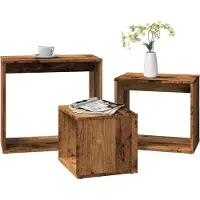 vidaXL 3-delige Tafeltjesset bewerkt hout oud houtkleurig