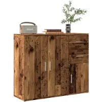 vidaXL Dressoir 91x29,5x75 cm bewerkt hout oud houtkleurig
