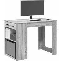 vidaXL Bureau met lade&plank 102x62x77,5 cm bewerkt hout grijs sonoma