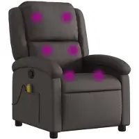 vidaXL Massagestoel van echt leer, donkerbruin