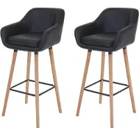Mendler Set van 2 barkrukken Malmö T381, barkruk/barstoel, kunstleer, zwart