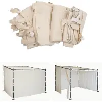 Mendler Set van 4 zijwanden voor pergola HWC-A22, vervangende zijwand voor tuinpaviljoen, 3x3 meter, polyester, crème kleur