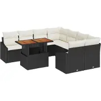 vidaXL Tuinset, 9-delig, zwart, polyrotan