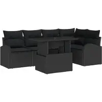 vidaXL Tuin Sofa Set 6 st Zwart poly rattan