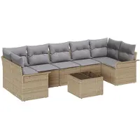 vidaXL Tuinbank Set 8 st Beige poly rattan
