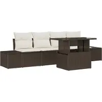vidaXL Bankstel 5 st Bruin en Crème poly rattan