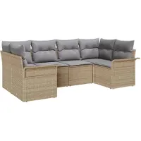 vidaXL Tuinbank Set 6 st Beige poly rattan