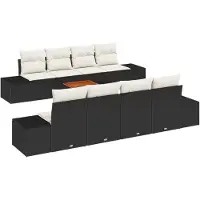 vidaXL Tuinset met 9 zitplaatsen, zwart, van polyrotan