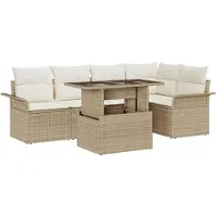 vidaXL Tuinbank Set 6 st Beige poly rattan