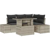 vidaXL Tuinbank Set 5 st Lichtgrijs poly rattan