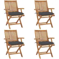 vidaXL Tuinstoelen 4 st inklapbaar met kussens massief teakhout
