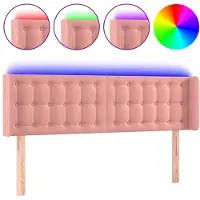 vidaXL Hoofdbord LED 147x16x78/88 cm fluweel roze