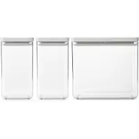 Brabantia Tasty+ Voorraadbussen - Stapelbaar - 1,6 + 1,6 + 3,5 l - Light Grey