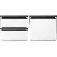 Brabantia Tasty+ Voorraadbussen - Stapelbaar - 1,5 + 1,5 + 3,5 l - Dark Grey
