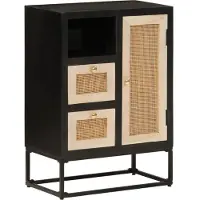 vidaXL Dressoir 55x30x76 cm massief mangohout en ijzer zwart