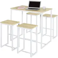 SoBuy Bartafel + 4 Krukken - Modern - max. 120 kg - Wit / Bruin
