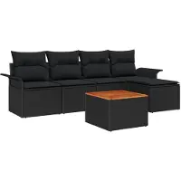vidaXL Tuinbank Set 6 st Zwart poly rattan