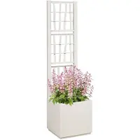 vidaXL Tuinplanter met Trellis Wit 36 x 36 x 140 cm PP