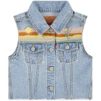 Levi's Kids gilet light blue denim Blauw Meisjes Katoen Klassieke kraag - maat 128