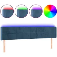 vidaXL Hoofdbord LED 203x16x78/88 cm fluweel donkerblauw