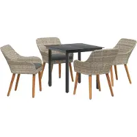 vidaXL Tuinset, 5-delig, lichtgrijs, polyrotan