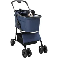 vidaXL Opvouwbare Huisdier Kinderwagen Blauw 81 x 47 x 99 cm Polyester