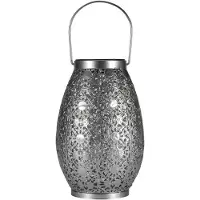 Pauleen Sunshine Temptation LED lantaarn op zonne-energie 23 cm, alu / grijs / zink, metaal, Marokkaans / oosters