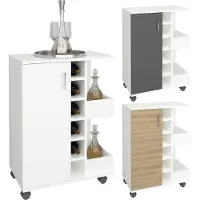 VCM Esilo keukenmodule op wielen 1 deur, 2 planken, 6 wijnplanken wit.