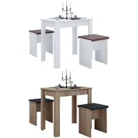 VCM Esal eethoek Eettafel en 2 krukkenwit.