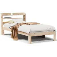 vidaXL Bedframe met hoofdbord massief grenenhout 100x200 cm