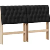vidaXL Gestoffeerd hoofdbord Zwart 135 cm Massief grenenhout