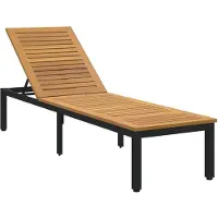 vidaXL Ligbed Zwart 200 x 55 x 35 cm Massief Acacia Hout