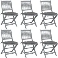 vidaXL Tuinstoelen 6 st inklapbaar met kussens massief acaciahout