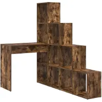 vidaXL Hoekbureau Rook Eiken 101,5 x 149,5 x 149,5 cm Bewerkt hout