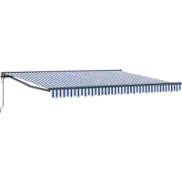 vidaXL Zonnescherm Frame Blauw en Wit 400 × 300 cm