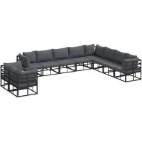 vidaXL Tuinbank Set 10 st Zwart Aluminium