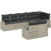 vidaXL Tuinbank Set 8 st 8-zits Lichtgrijs poly rattan