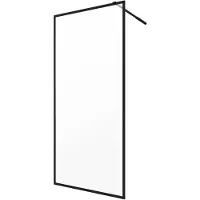 Aurlane Inloopdouche Edge 90x200cm - Mat Zwart Profiel - 6 Mm Mat Glas